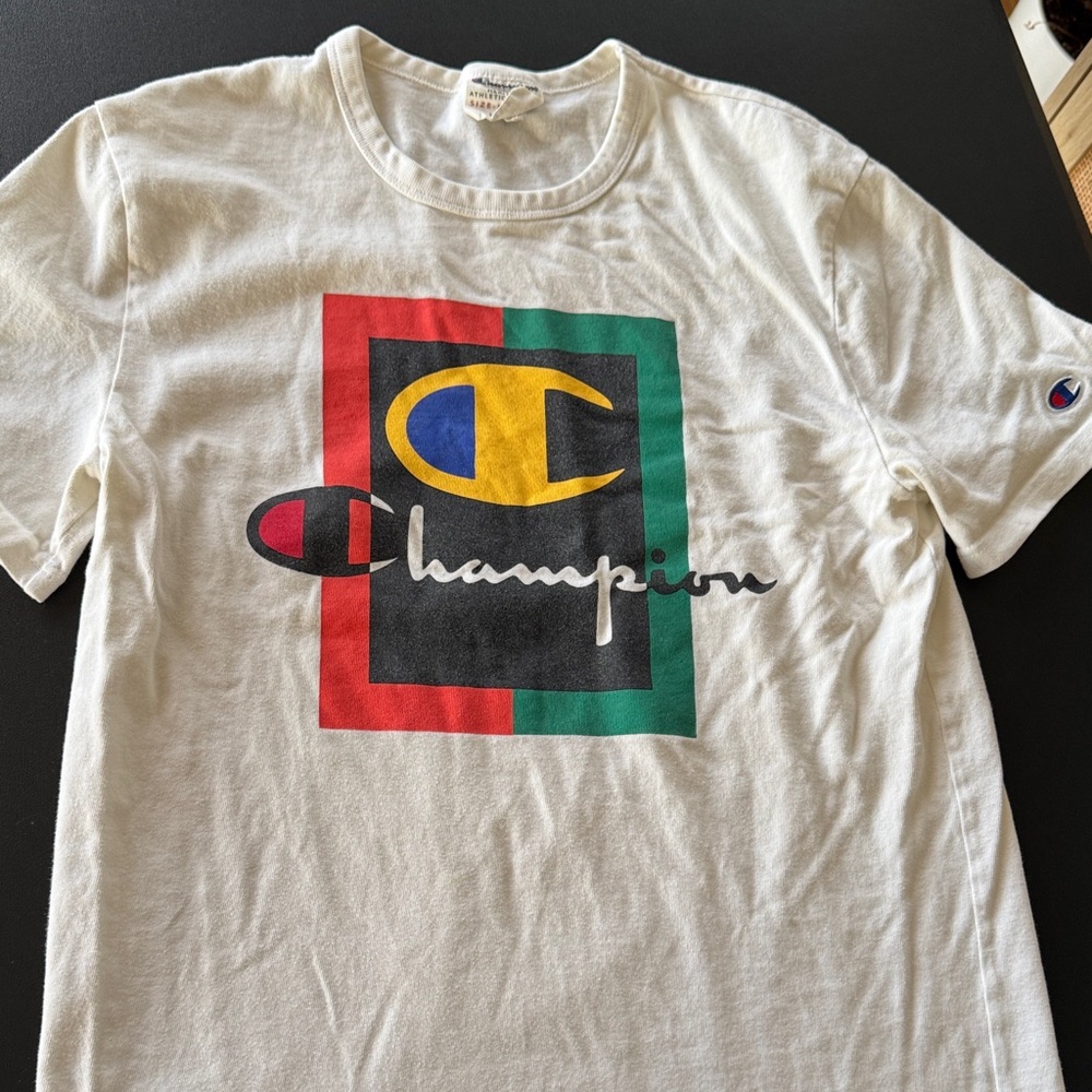 Vintage‎ Champion Multicolor Logo Tee size M